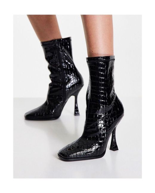 Glamorous Black Heeled Sock Boot