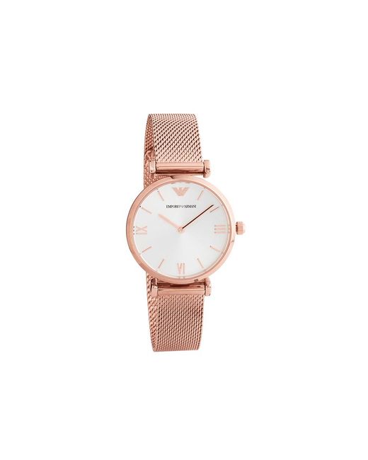 Emporio Armani Black Ar1956 Plated Dial Mesh Bracelet