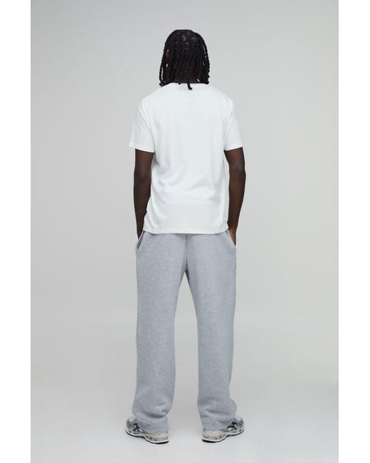BoohooMAN Gray Essential Baggy Script Jogger for men