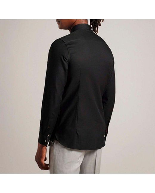 Ted Baker Black Lecce Long Sleeve Textured Stripe Shirt for men