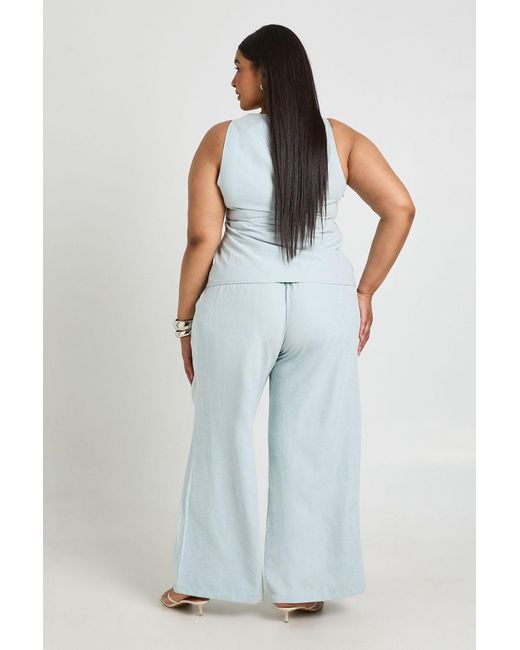 Boohoo White Plus Drawstring Waist Wide Leg Trouser