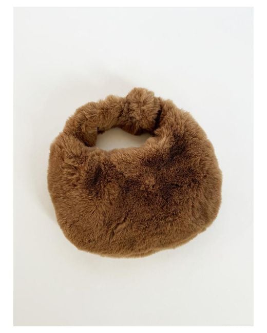 SVNX White Faux Fur Grab Handbag