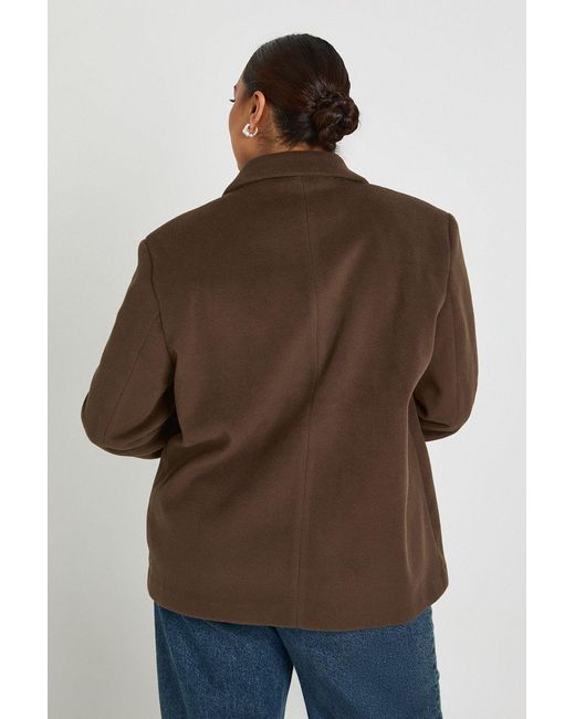 Boohoo Brown Plus Single Breasted Oversized Blazer
