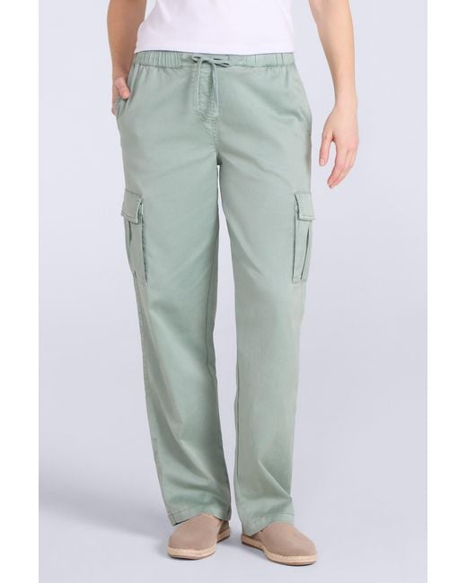 Mountain Warehouse Blue 'Ivy' Cargo Trousers Lightweight Cotton Relaxed Fit Comfy Casual Pants