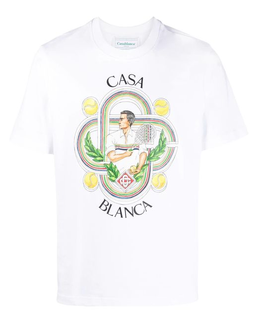 Casablanca White Le Joueur Print T-Shirt for men