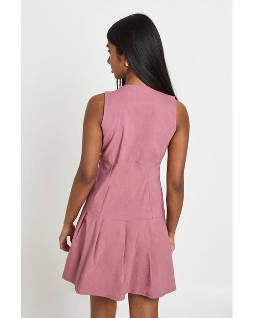 Boohoo Pink Bengaline Plunge Front Skater Dress