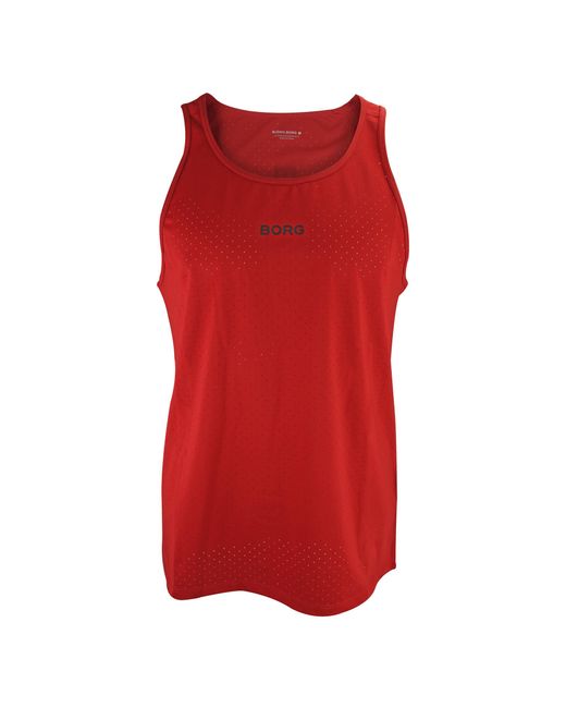 Björn Borg Red Running Breathable And Lightweight Perforated Sleeveless Tank Top For for men
