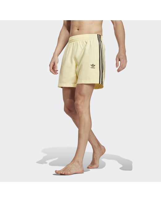 Adidas Originals Natural Adicolor 3-Stripes Swim Shorts for men