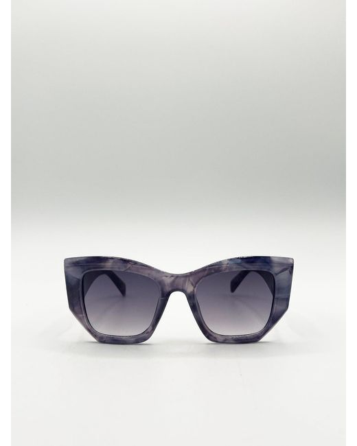 SVNX Blue Square Cat-Eye Sunglasses