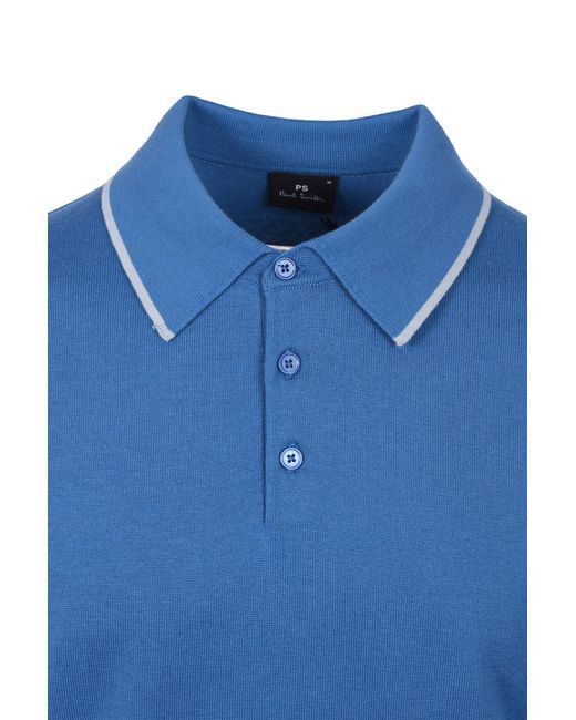 Paul Smith Blue Sweater Ss Polo Cotton for men