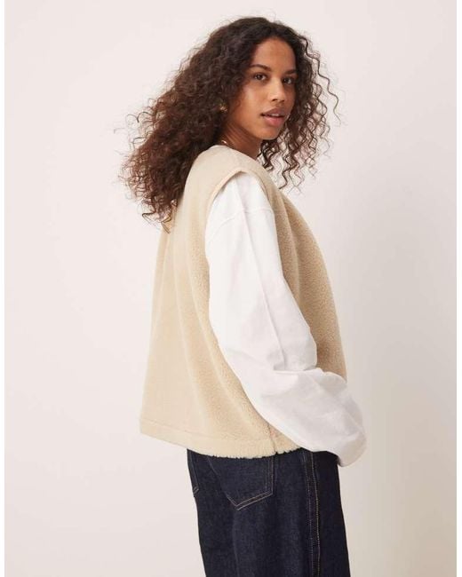ASOS Blue Borg Gilet With Binding