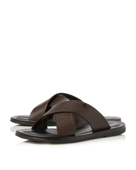 Dune Brown Frank Slip-On Sandals for men