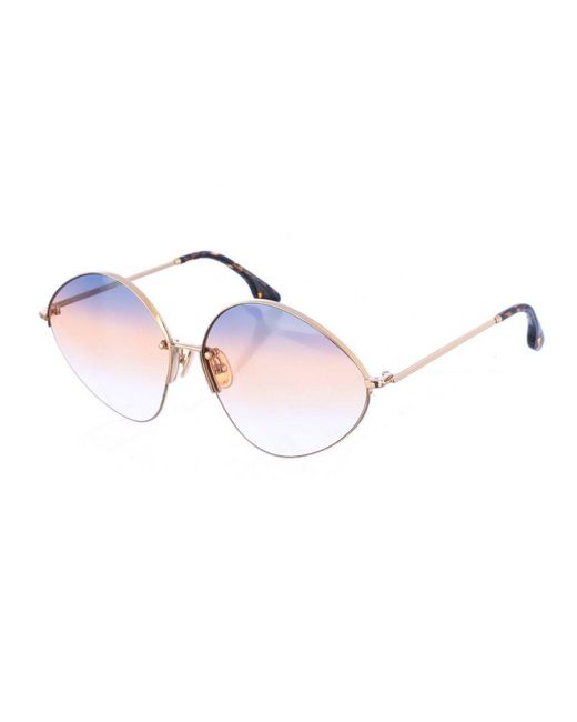 Victoria Beckham Pink Vb220S Oval-Shaped Metal Sunglasses