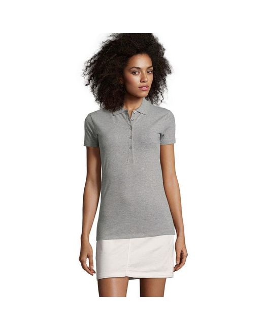 Sol's Gray Ladies Phoenix Short Sleeve Pique Polo Shirt Marl)
