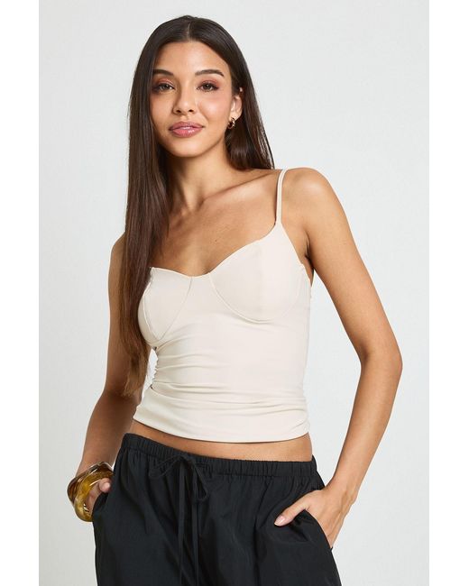 Boohoo White Sculpt Cupped Strappy Cami Top