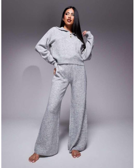 ASOS Blue Lounge Cable Knit Jumper And Trouser Set