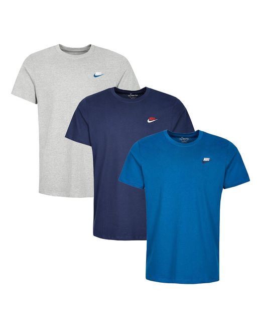 Nike Blue 3 Pack Sportswear Club T Shirt for men