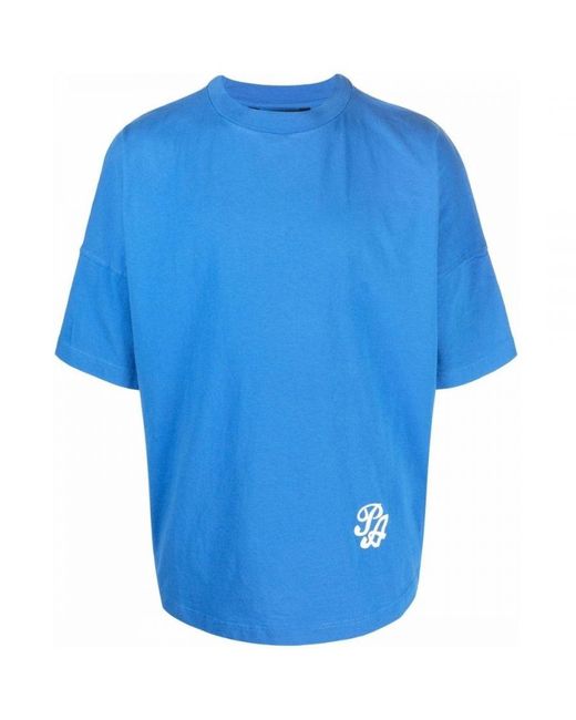 Palm Angels Blue Marine Logo Oversized T-Shirt for men