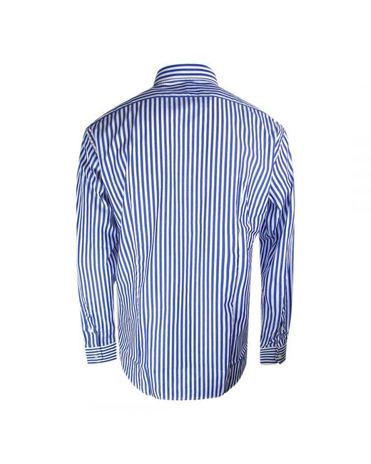 Aquascutum Blue Striped Pattern Long Sleeve Shirt Cotton for men