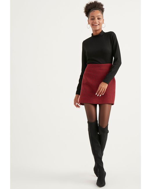 Herita Red Hohe Taille Minirock