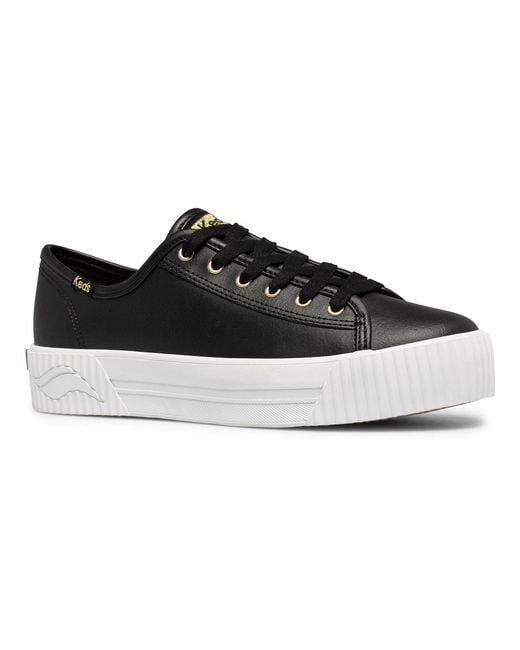 Keds Black Triple Kick Chunky Leather Shoes With A Softerra Footbed & Rubber Outsole