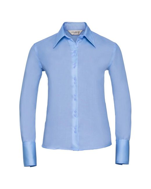 Russell Blue Collection /Ladies Ultimate Non-Iron Long-Sleeved Shirt (Bright Sky)