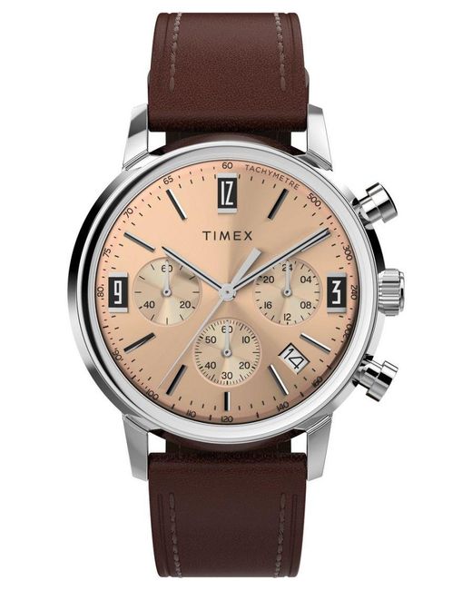 Timex Brown Marlin Chrono Watch Tw2W51400 Leather (Archived) for men