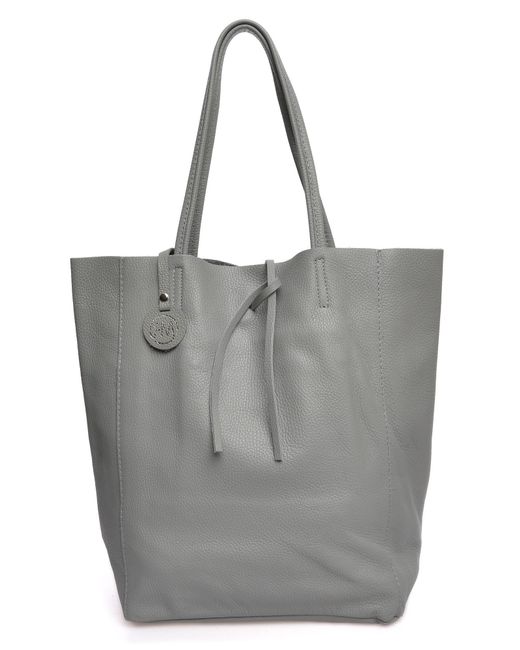 Roberta M Grijs Rundleer Tas in het Gray