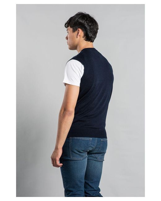 Tokyo Laundry White Dark Christmas V Neck Jacquard Knitted Vest for men