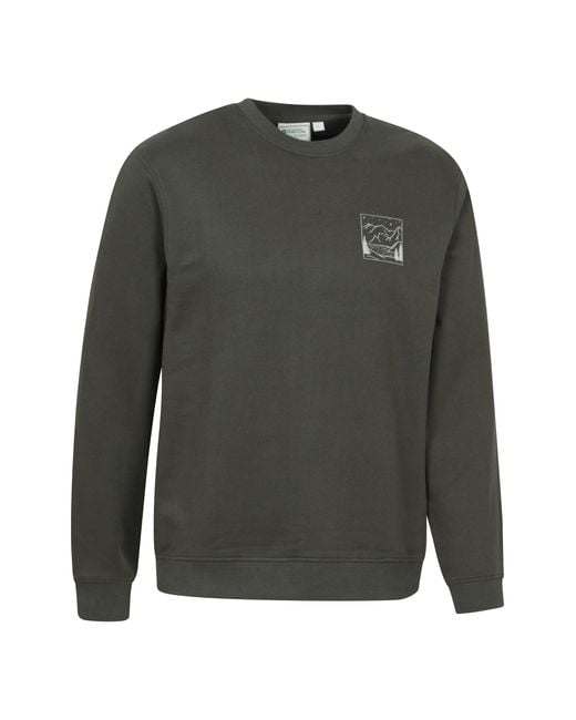 Mountain Warehouse Gray 'Mountain Scene' Graphic Sweatshirt Warm Casual Lightweight Pullover Top Cotton for men