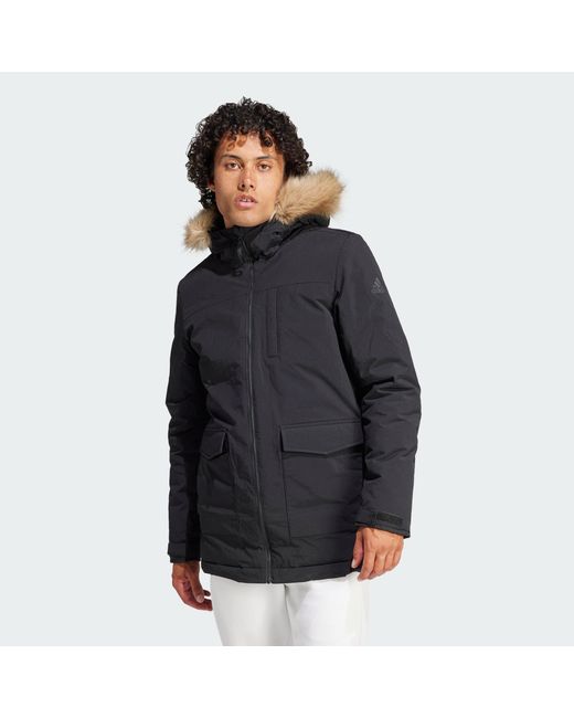 Adidas Black Hooded Fur Parka for men
