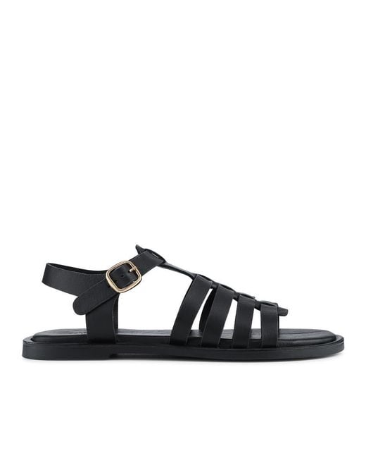 Jones Bootmaker Black Hera Leather Strappy Buckled Sandals
