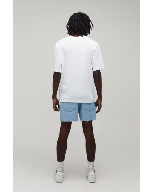 BoohooMAN Blue Short Length Rigid Denim Shorts for men