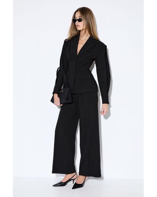 MissPap Black Premium Pleated Sleeve Blazer Co-Ord