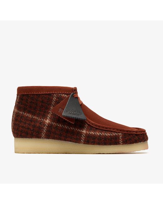 Clarks Brown Wallabee Boot Rust Tweed Comb Boots for men