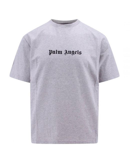 Palm Angels Gray Plain Gothic Logo Slim Fit T-Shirt for men