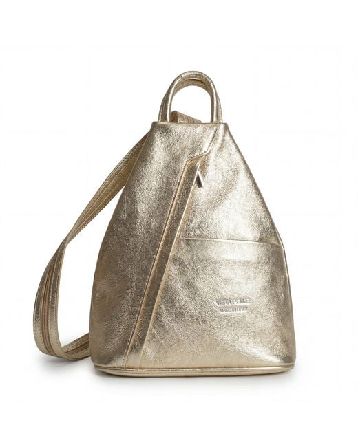 Woodland Leathers Natural Italian Leather Convertible Backpack Vera Pelle Anti-Theft Rucksack