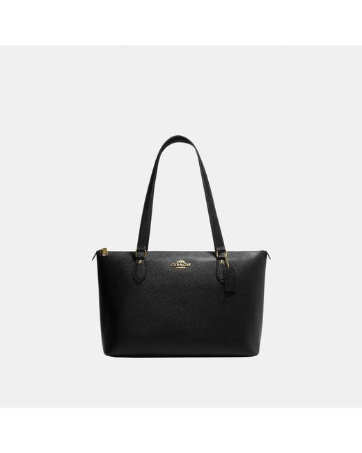 COACH Black Crossgrain Leather New Gallery Tote Bag