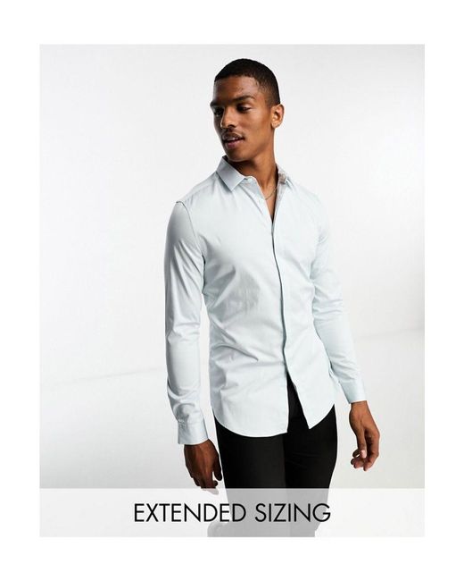 ASOS White Wedding Premium Skinny Sateen Shirt for men
