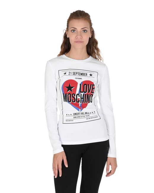 Love Moschino White Long Sleeve Concert Graphic Tee