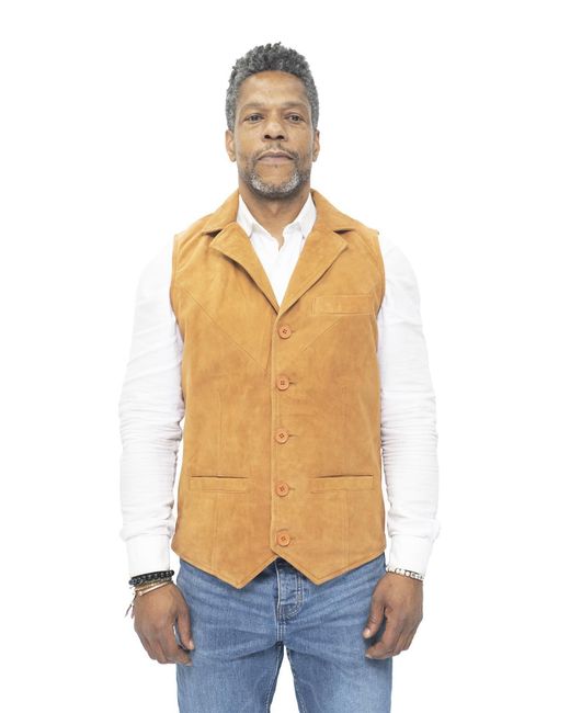 Infinity Leather Blue Classic Smooth Goat Suede Waistcoat-Exeter for men