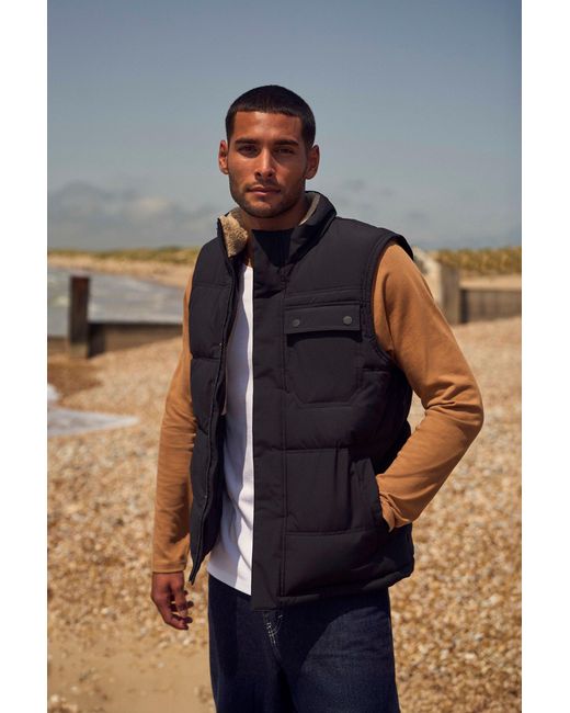Mountain Warehouse Blue 'Fistral' Padded Gilet Full Zip Everyday Casual Jacket for men