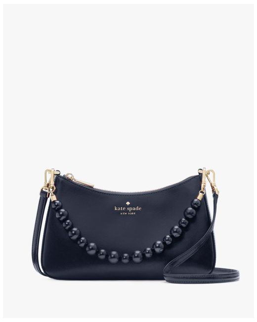Kate Spade Blue Madison Faux Pearl Handle Patent Medium Convertible Crossbody