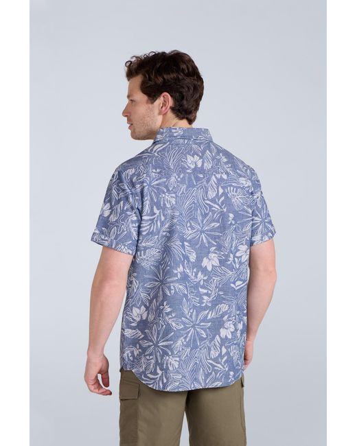 Mountain Warehouse Blue 'Jamie' Printed T-Shirt With Front Pocket Breathable Top Cotton for men