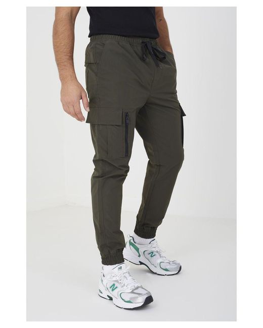Brave Soul Gray 'Texas' Cuffed Cargo Trousers for men