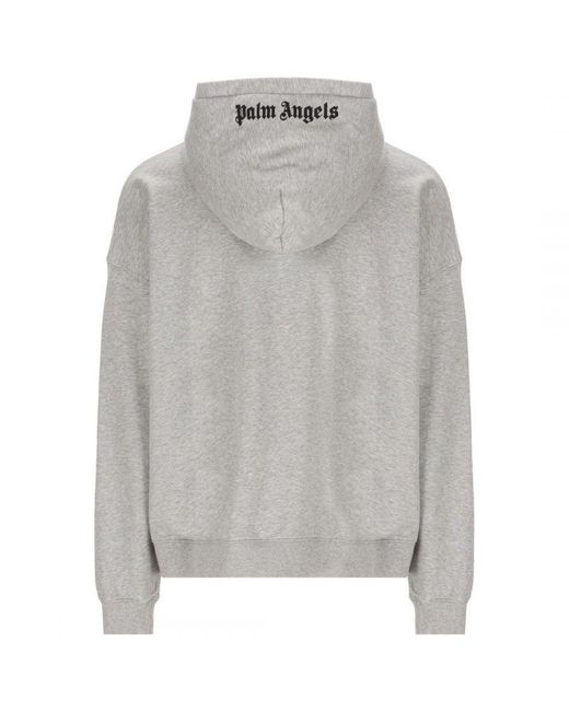 Palm Angels Gray Embroidered Logo Hoodie