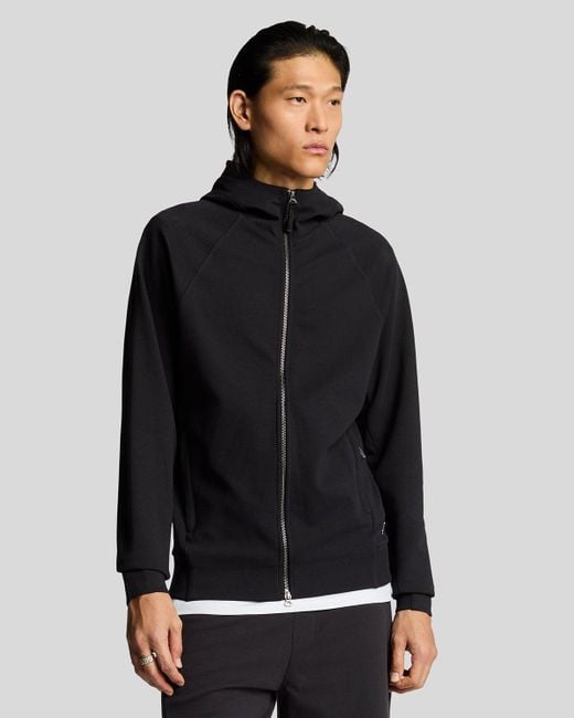 Lyle & Scott Diagonal Interlock Zip Through Hoodie in het Black voor heren
