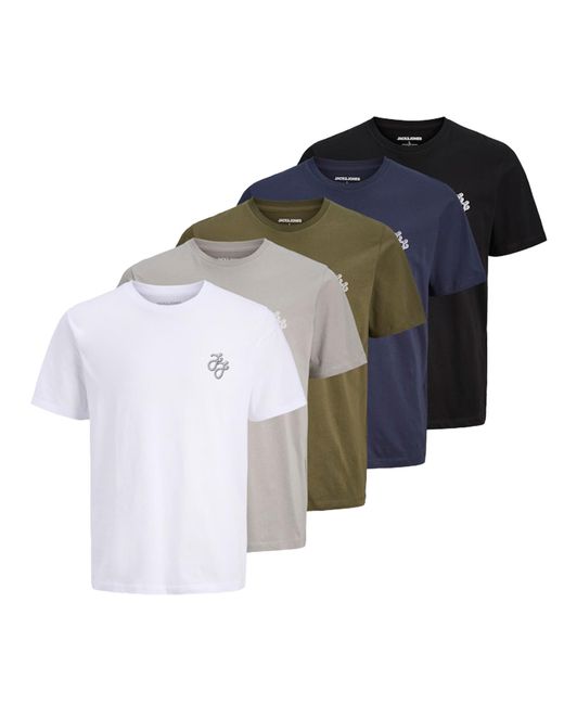 Jack & Jones Multicolor 5 Pack T-Shirts Short Sleeve for men