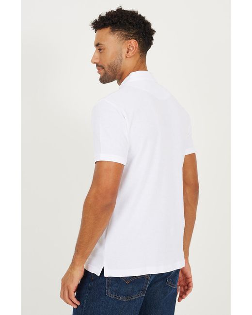 Brave Soul White Cotton Short Sleeve Polo Shirt for men
