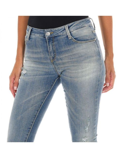 Met Blue Long Denim Pants Worn And Torn Effect 10Db50305